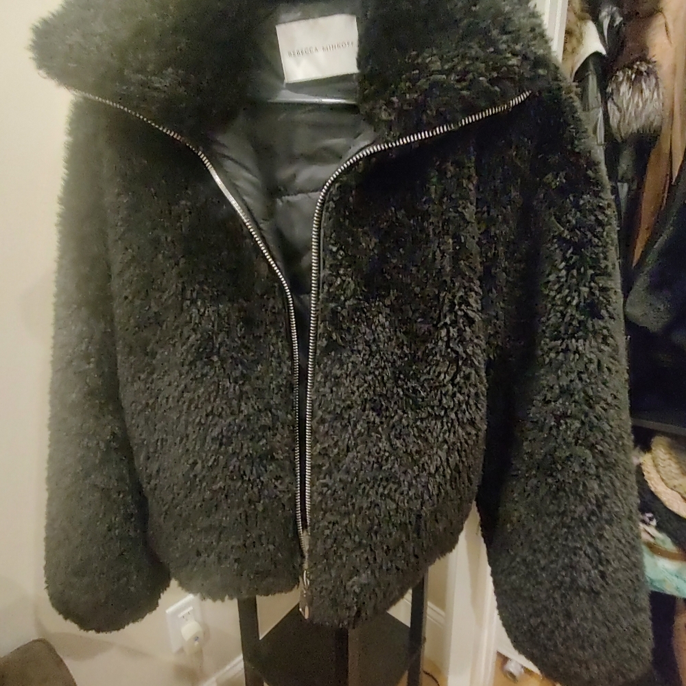 Rebecca Minkoff black faux fur coat